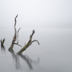 A long exposure of the misty water at Jocko Lake