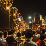 Priests performing the fire Aarti Ceremony