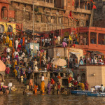Morning prayers and Rituals to the river Ganges and the early morning sun