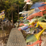 bhutan, suspension bridge, prayer flags, bhutan