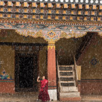 Bhutan, snow,buddist monk